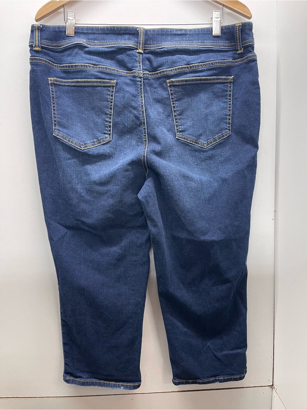 Chico's Blue Cropped Jeans with Pink Rose Embroidery - Picture 2 of 6